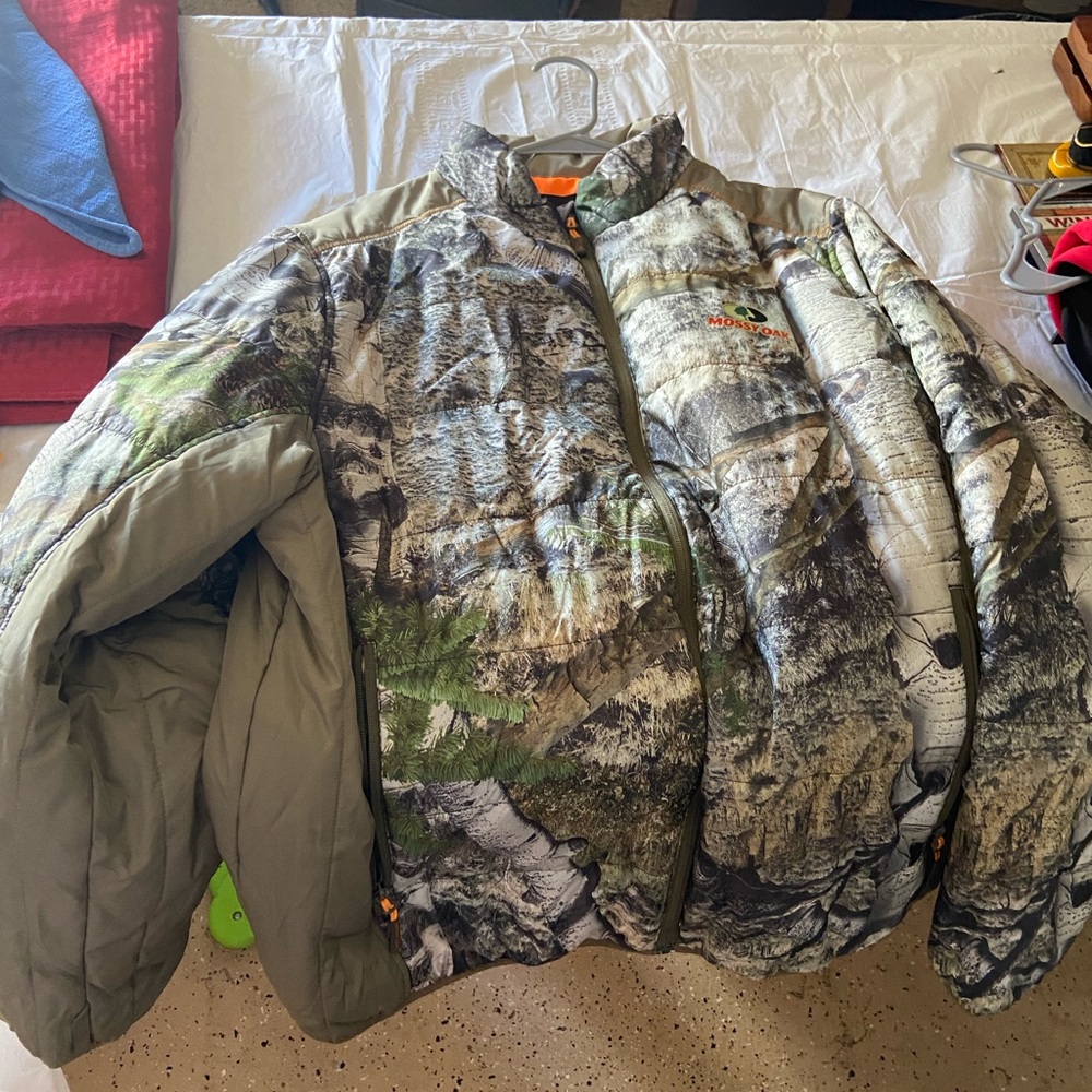 Mossy Oak Camouflage Jacket with Orange Lining